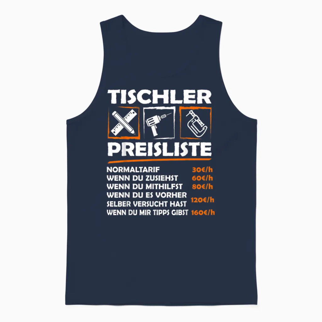 Funny Professional Carpenters Hourly Work T-Shirt, Black Unisex Tank Top in Navy