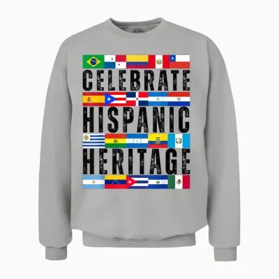 Hispanic Countries Flags Celebrate Hispanic Heritage Month Unisex Sweatshirt - Ash