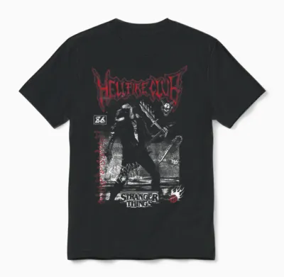 Stranger Things Eddie Hellfire Officially Licensed Unisex T-Shirt - Black
