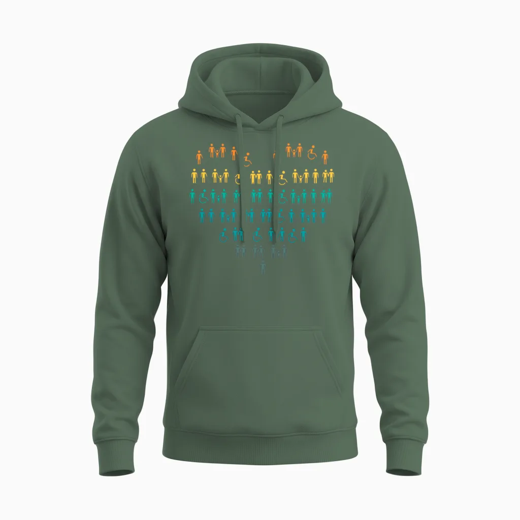 Wheelchair Heart Unisex Hoodie in Military Green