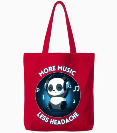 Panda Music Tote Bags - Red