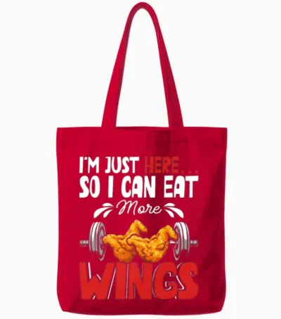 Eat Wings Food Lovers Humor Fitness Gym Workout Tote Bags - Red