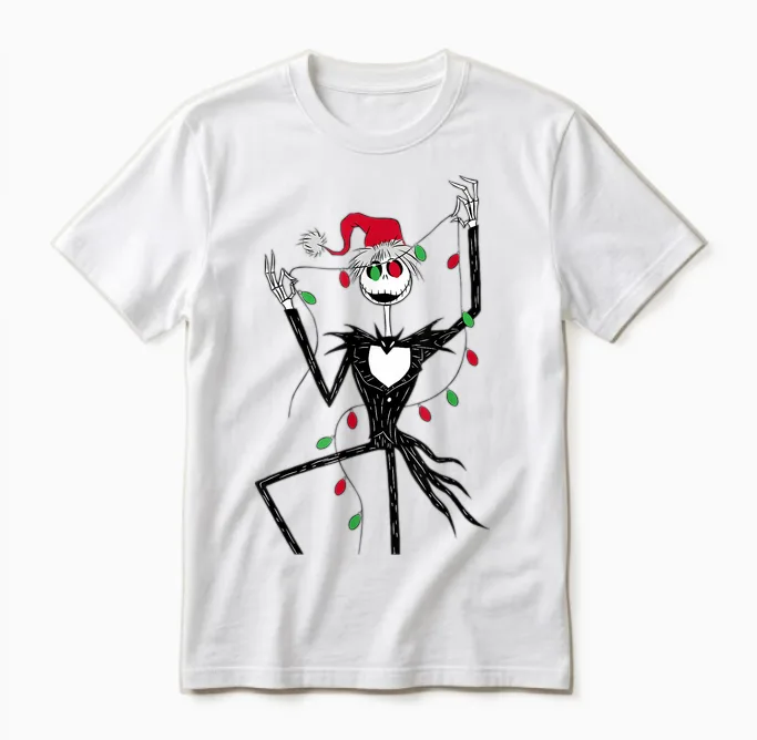 Disney the Nightmare Before Christmas Jack String Lights Unisex T-Shirt in White