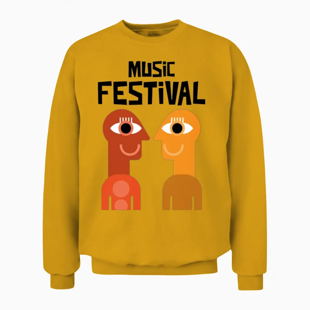 Music Festival Lovers Unisex Sweatshirt in Gold