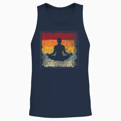 Meditation Retro Unisex Tank Top - Navy