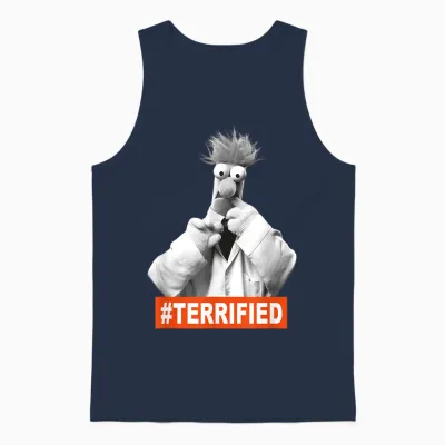 The Muppets Beaker Terrified Unisex Tank Top - Navy