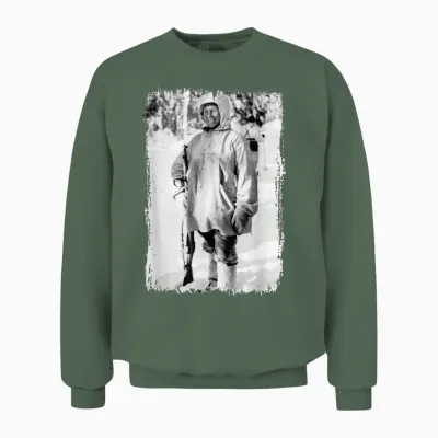 Simo Häyhä, the White Death, Famous Finnish Sniper Unisex Sweatshirt - Military Green