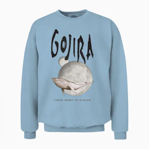 Gojira Whale from Mars T-Shirt, Black Unisex Sweatshirt in Light Blue