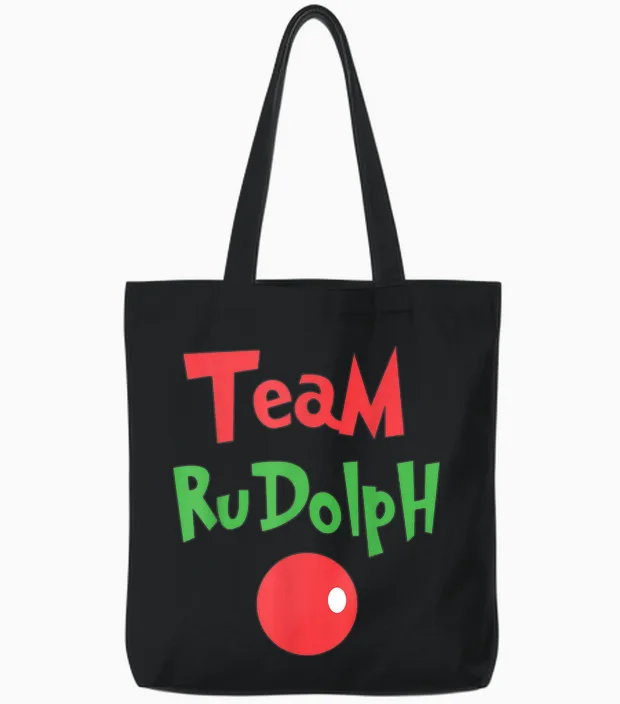 Team Rudolph - Rudolph the Red Nose Reindeer Tote Bags in Black