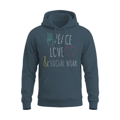 Peace Love Social Work Social Worker Job Pride Unisex Hoodie - Dark Heather