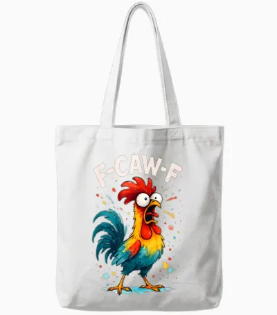 F Caw F Chicken Funny Rooster Meme Graphic Novelty for Men and Women Tote Bags - White