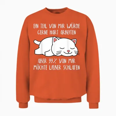 Funny Slope Slogan Cat Sleep Shirt Women's Men's T-Shirt, Black Unisex Sweatshirt - Orange