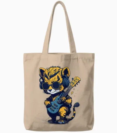 Retro Tiger Cibby Tote Bags - Natural