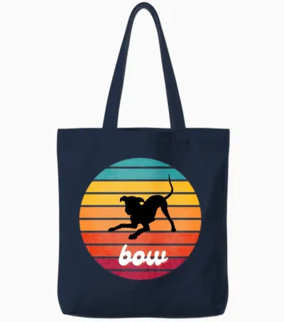 Dog Bow Tote Bags - Navy