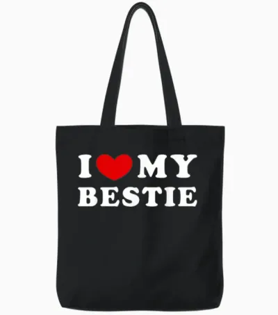 I Love My Bestie, Ich Liebe Meine Beste Freundin Tote Bags - Black