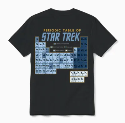 Star Trek Original Series Periodic Table Map Graphic Unisex T-Shirt - Black
