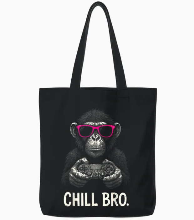 Chill Bro Cooler Affe Mit Sonnenbrille Gamer Geschenk Lustig Tote Bags in Black