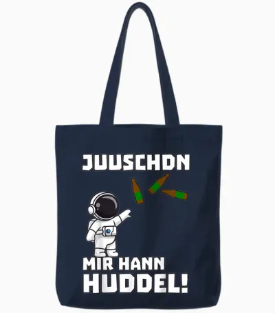Saarland Dialekt Urpils Astronaut Mir Hann Huddel Spruch Tote Bags - Navy