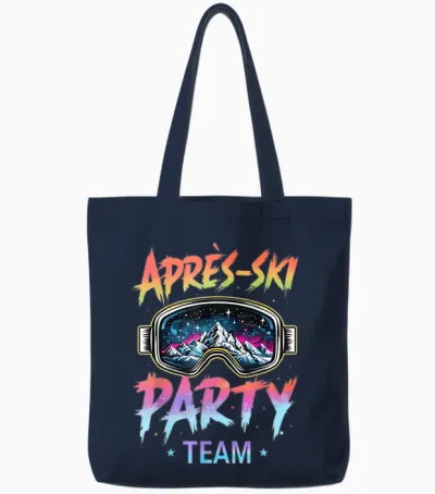 Apres Ski Party Team Outfit, Black, S Tote Bags - Navy