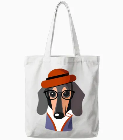 Retro Dachshund Lady Dog Lover Retro Tote Bags - White