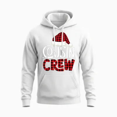 Cousin Crew Family Group Matching Christmas Pajama Party Unisex Hoodie - White