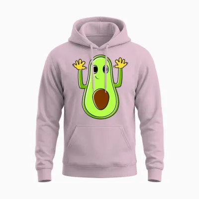 Funny Avocado Cartoon Unisex Hoodie - Light Pink