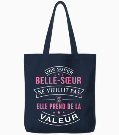 Super Stepsister-In-Law Does Not Age Humor Gift Step Sister T-Shirt, Black Tote Bags - Navy