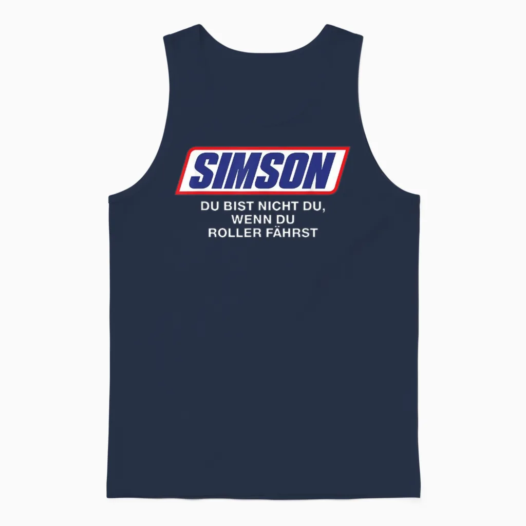 Simson Du Bist Nicht Du Wenn Du Roller Fährst Funny T-Shirt, Black Unisex Tank Top in Navy