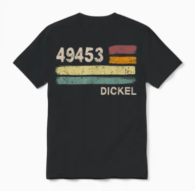 Retro 49453 Dickel Vintage Gemeinde Plz Unisex T-Shirt - Black