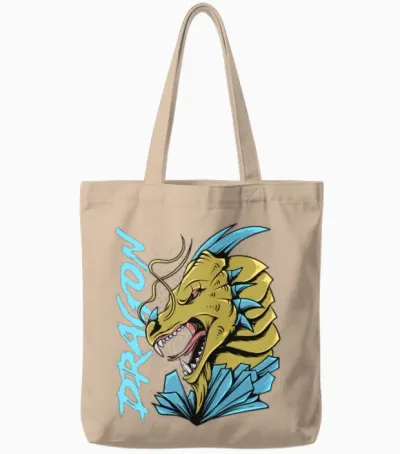 Retro Spooky Dragon Tote Bags - Natural