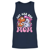 Cat and Dog Mom Cats Lover Dogs Unisex Tank Top - Navy – 2