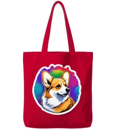 Corgi Dog Dogs Corgi Tote Bags - Red