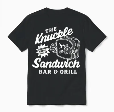 The Knuckle Sandwich Bar & Grill Fighting Joke Bar Humor Unisex T-Shirt - Black