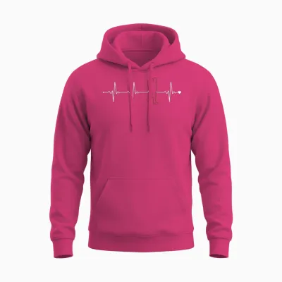 Hiking Heartbeat Wander Backpacking Outdoor Hiker Unisex Hoodie - Heliconia
