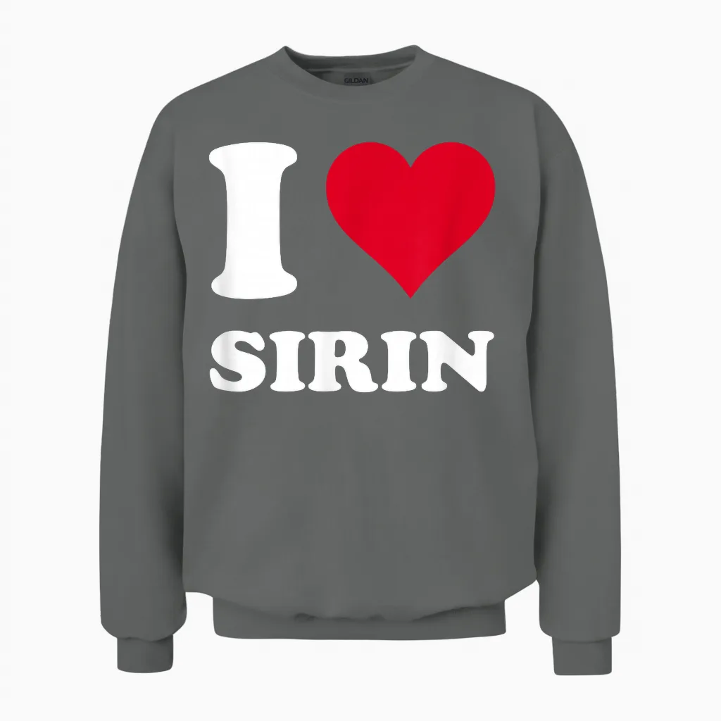 Red Heart I Love Sirin T-Shirt, Black, S Unisex Sweatshirt in Graphite Heather