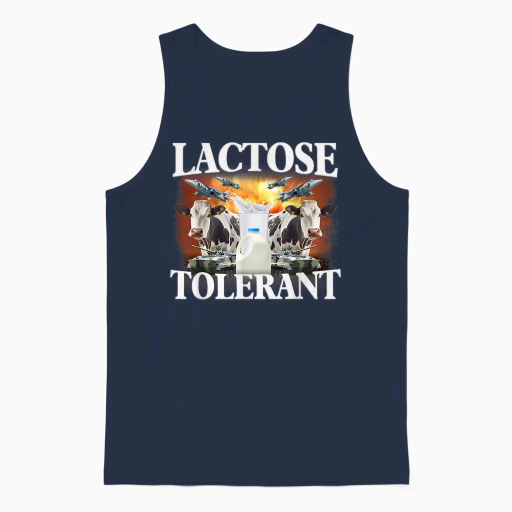 Funny Lactose Retro Pro-Dairy Apparel Unisex-Adults Black Cotton Blend T-Shirt Small Unisex Tank Top in Navy