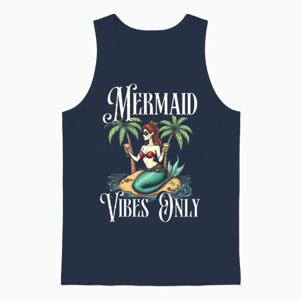 Mermaid Vibes Only Unisex Tank Top in Navy