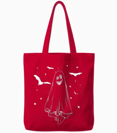 Retro Halloween Tshirt, Retro Fall Shirt, Fall Tote Bags - Red