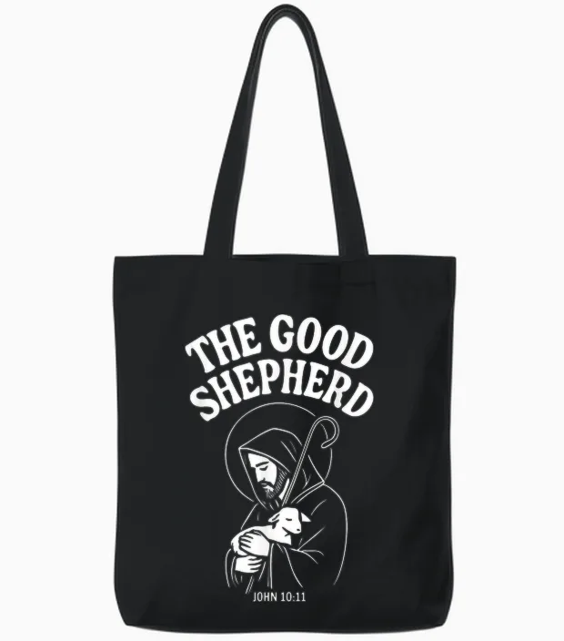 Le Bon Berger Jésus De Nazareth Jean 10:11 Tote Bags in Black