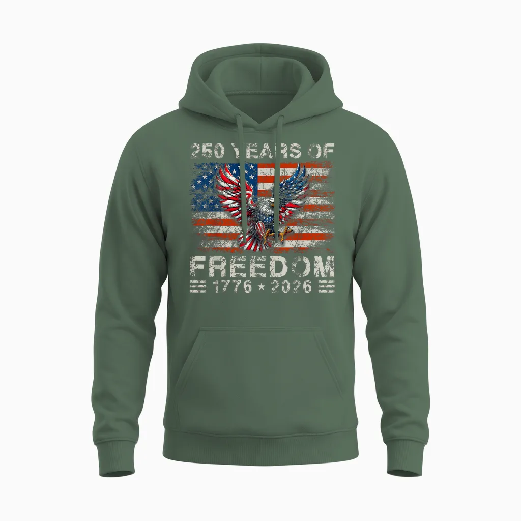 250th American Anniversary Independence 250 Years of Freedom Unisex Hoodie in Military Green