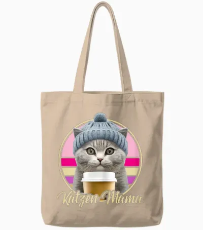 Lustige Katzen Mama Retro Outfit Kostüm Katzen Mutter Mamas Tote Bags - Natural