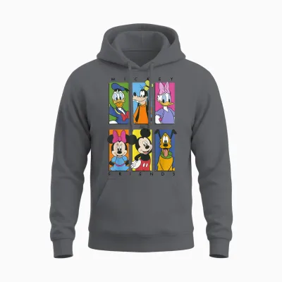 Disney Mickey and Friends Group Shot Panels Unisex Hoodie - Charcoal
