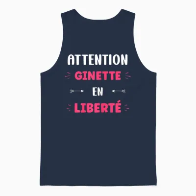 Attention Ginette En Liberté Name Funny Quote Ginette Unisex Tank Top - Navy