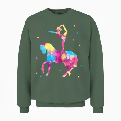 Voltigieren Volti Horse Girl's T-Shirt, Black Unisex Sweatshirt - Military Green