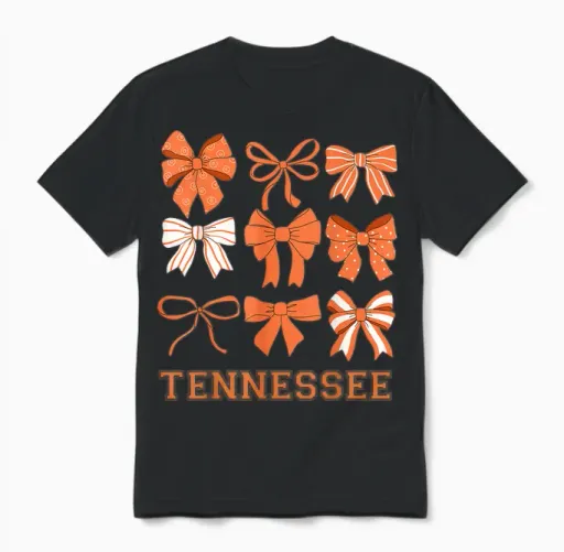 Tennessee Tn Women Toddler Girls Coquette Bow State Pride Unisex T-Shirt in Black