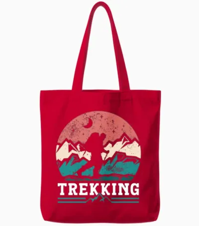 Trekking Hiking Hike Hiker Lover Tote Bags - Red