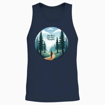 Hike More Clear Your Thoughts - Hiking Unisex Tank Top - Navy