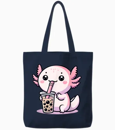 Axolotl Bubble Tea Boba Tea & Cute Anime Kawaii, Mädchen Frauen Tote Bags - Navy
