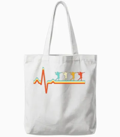 Football Retro Heartbeat Tote Bags - White