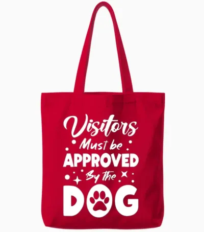 Visitors Approved by the Dog Dog Mom Dogfather Tote Bags - Red